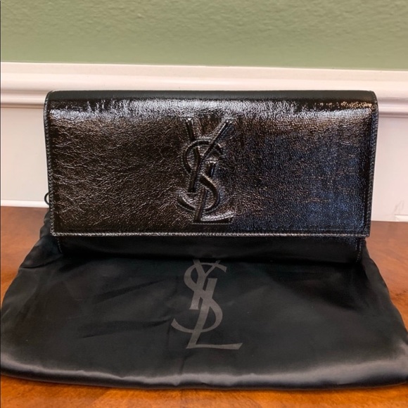 Authentic Preowned Saint Laurent Large Black Monogram Belle De Jour Clutch - Picture 1 of 7